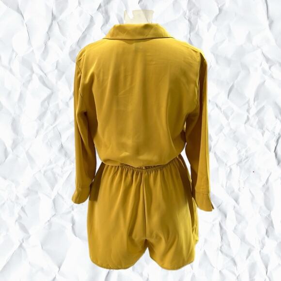 Forever 21 Plunging Skort Romper Playsuit Dress in Citron Yellow - Large - Picture 3 of 6